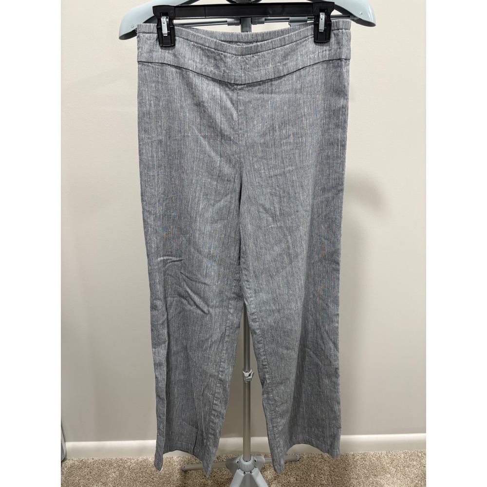 Nic + Zoe Linen Wide Leg Pant Blue Size 8 High Rise 30" Coastal Grandma Minimal